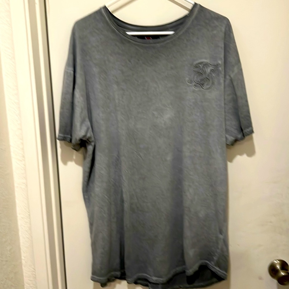 🐺GREY FADED MUSCLE LONGLINE SHIRT WOLVES STYLE